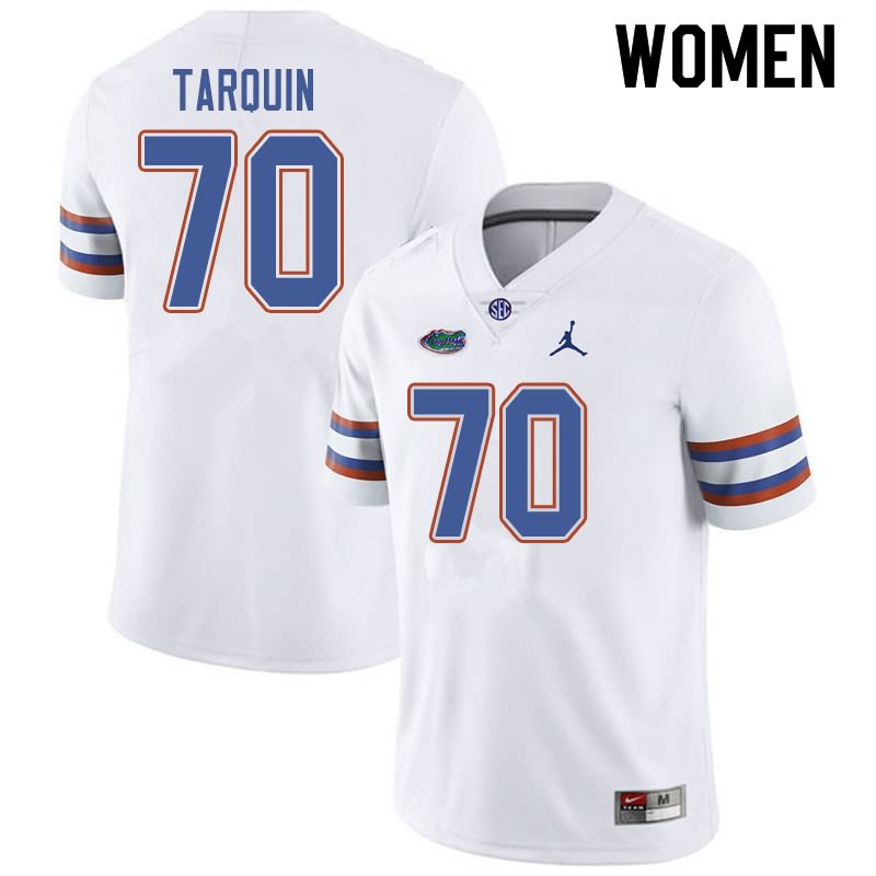 Women's NCAA Florida Gators Michael Tarquin #70 Stitched Authentic Jordan Brand White College Football Jersey ENJ2465VZ